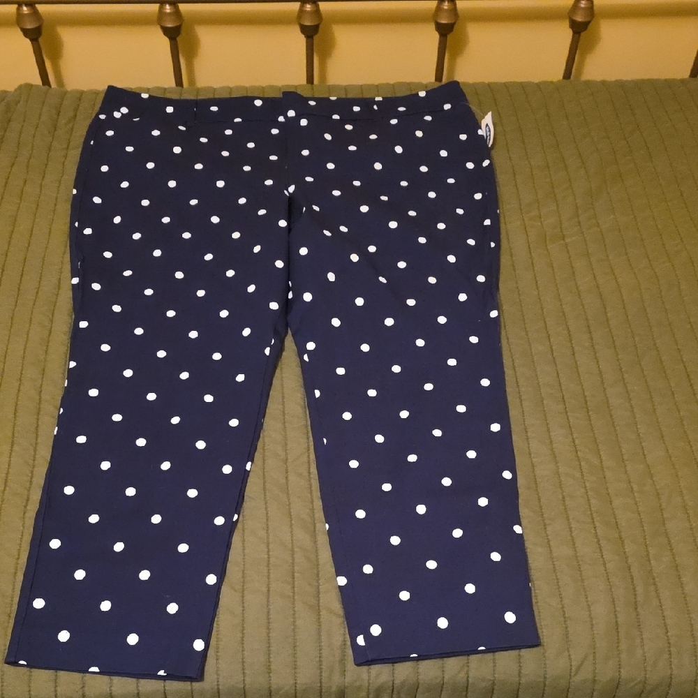 Old Navy, Navy Blue Polka Dot Ankle Pants, Petite